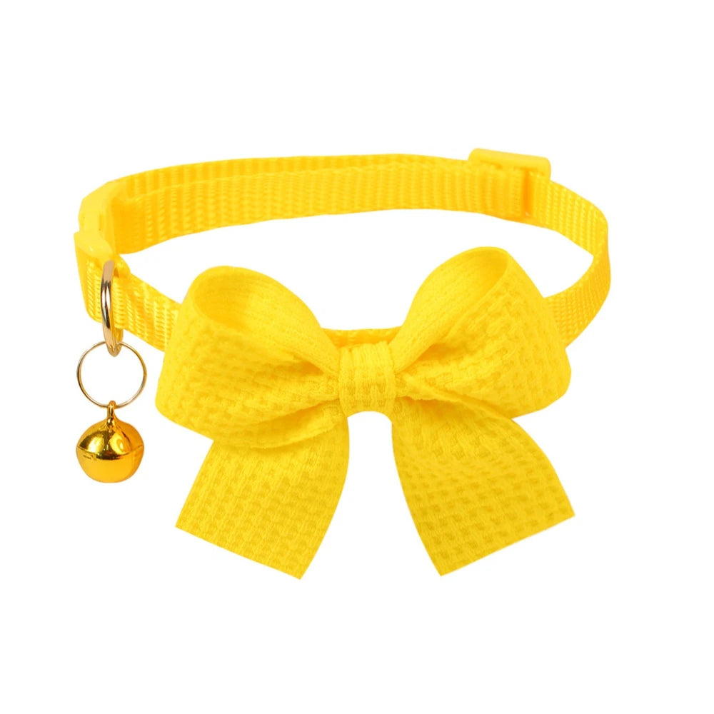 Waffle-Knit Bow Pet Collar