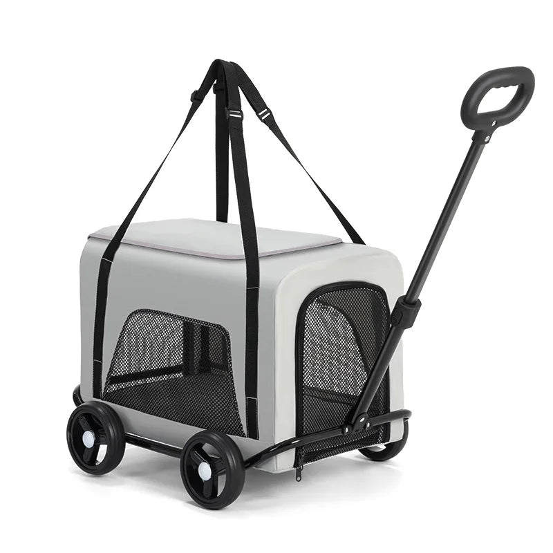 Portable Foldable Pet Hand Cart Lightweight Small Animal Stroller Teddy Dog Cat Outdoor Walking Travel Puppy Pushchair