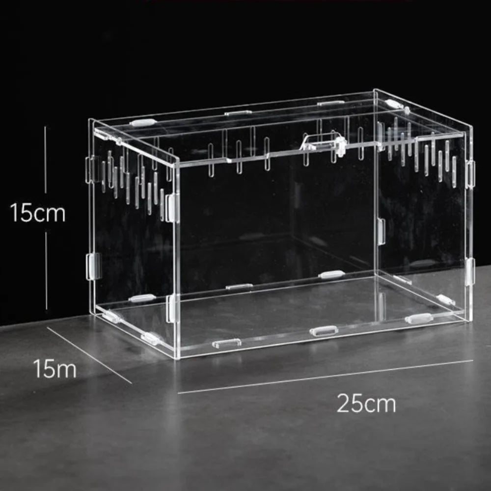Durable Acrylic Reptile Habitat Anti-Escape Multiple Size Lizard Breeding Box Clear Arboreal Spider Feeding Case for Chameleon