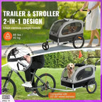 2-in-1 Pet Stroller and Dog Bike Trailer with Quick Release Wheels Foldable Bicycle Carrier for Dogs Cats 30-50kg Pet