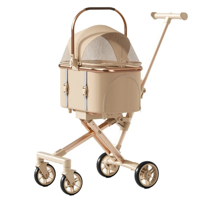 Stylish Small Dog Pet Stroller Lightweight Foldable Detachable Carrier Cat Friendly Travel Pet Stroller Dog Stroller Dog Trolley