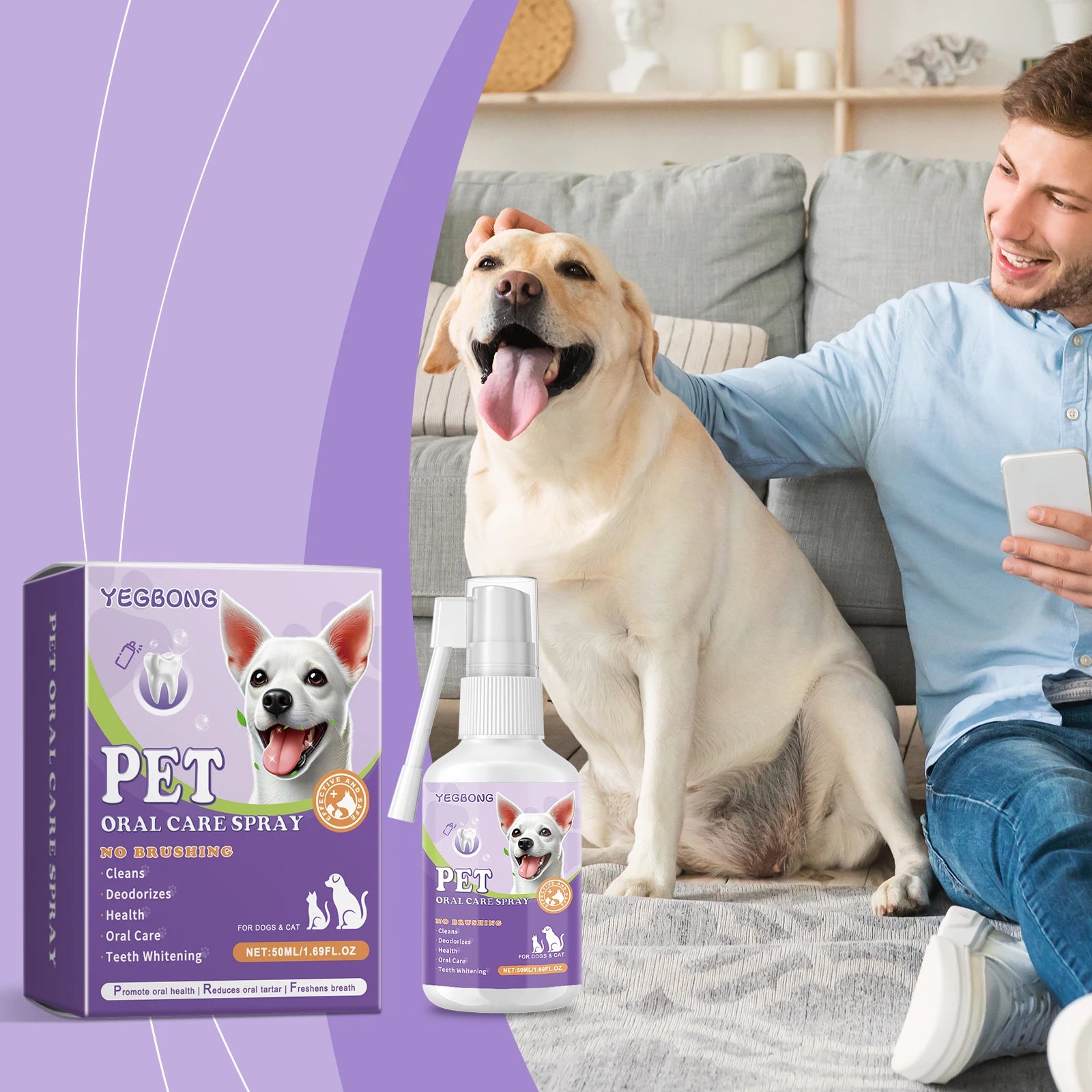 Pet Flea Spray Effectively Removing Fleas Ticks Relieve Skin Itching Natural Ingredients Non Irritating Dog & Cat Flea Repellent