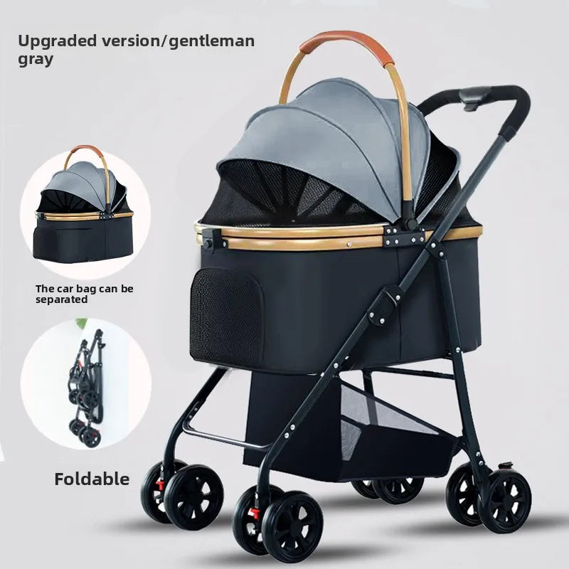 Pet Stroller Lightweight Foldable Detachable Cage Outdoor Travel Small Dogs Cats Teddy Pet Trolley Dog Stroller Pet Stoller