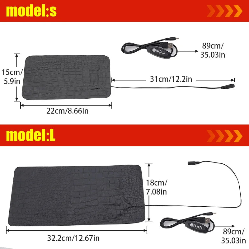 USB Electric Pet Heating Pad Reptile Warm Heater  Blanket Warm 3 Gear Adjustable Temperature Controller Incubator Mat Heated Pad