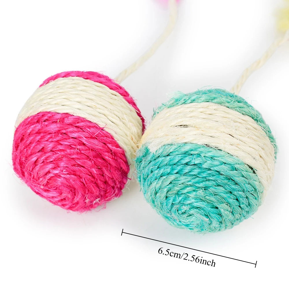 Sisal Feather Scratching Ball Cat Toy — Interactive Training & Play Toy for Kittens