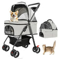 Pet Stroller for Small Dogs and Cats with 4 Wheels, 3 in 1 Foldable Dog Stroller with Detachable Carrier, Breathable Mesh, Stor