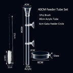 Acrylic Aquarium Shrimp Feeding Dish & Tube (Transparent, 20–30cm, Snail & Shrimp)