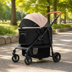 Foldable Pet Stroller Adjustable Handle Foldable Dog Stroller Large Dog Wagon Breathable Mesh Window Pet Gear Easy to Clean