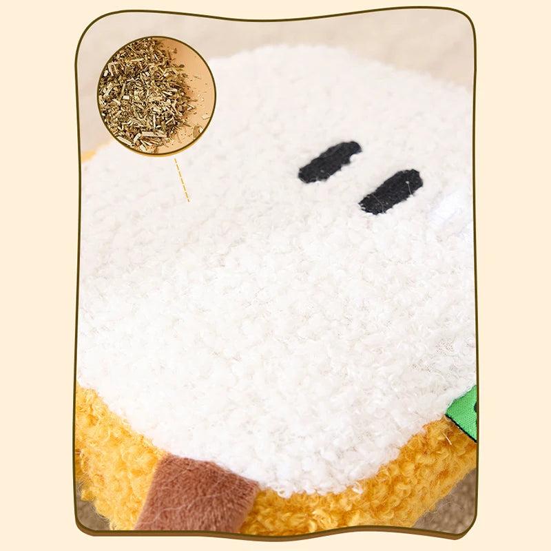 Catnip Baking Design Cat Chew Toy — Washable Soft Teddy Fleece Scratch-Resistant Toy for Cats