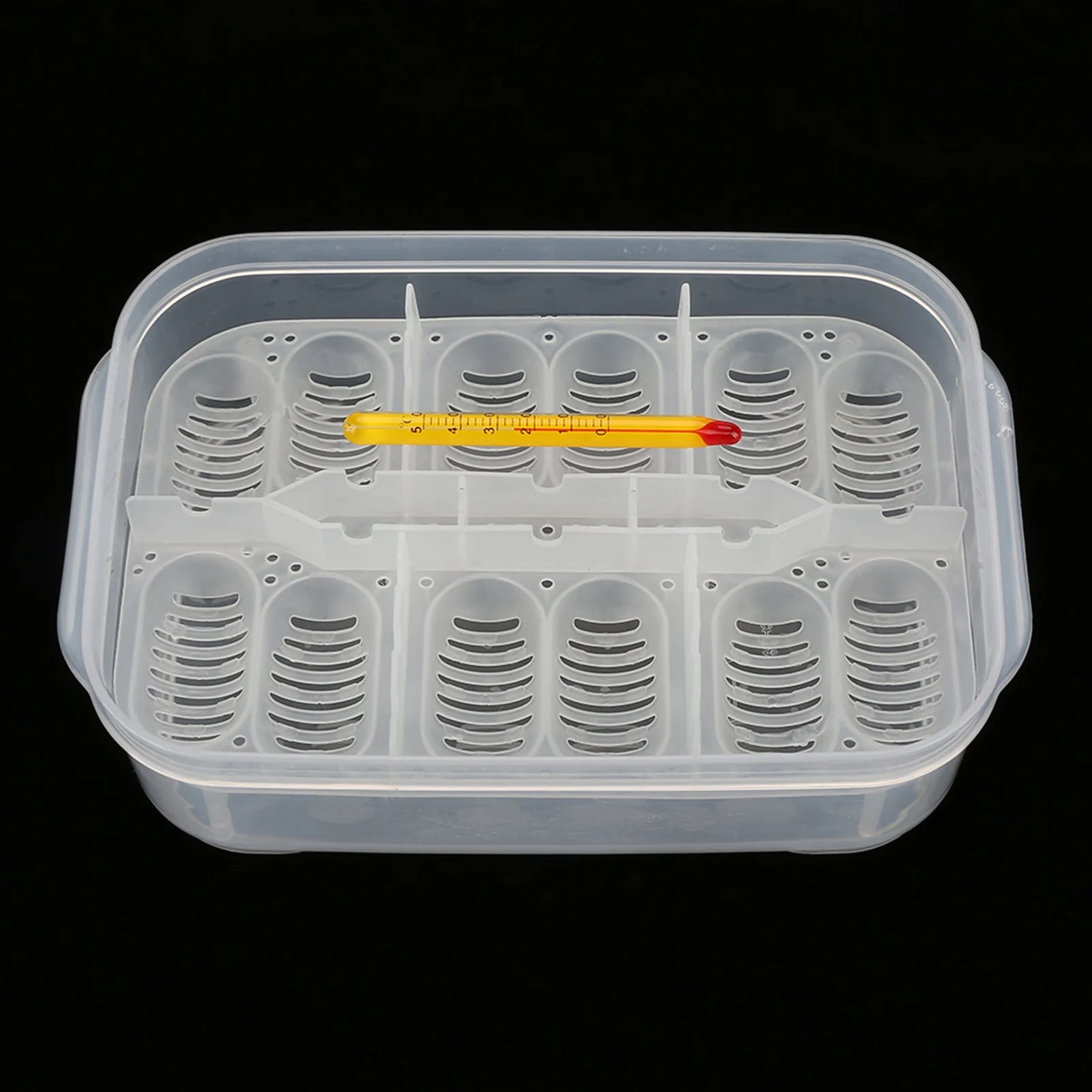 12 Grids Snakes Gecko Lizards Reptiles Eggs Incubator Tray Hatcher Box with Thermometer(the color of the thermometer is random)