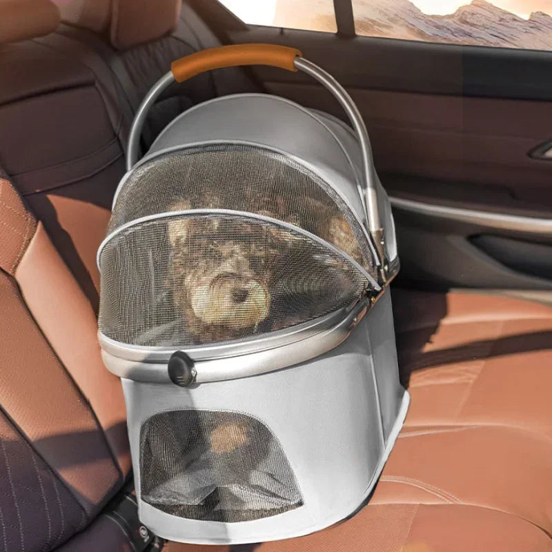 Multifunctional Pet Stroller Detachable Basket Car Pet Travel Bag Multi-ventilated Pet Carriage High-view Portable Dog Stroller