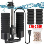 3-in-1 Submersible Aquarium Filter Pump (AC220V, Sponge + Biological + Chemical, Silent)