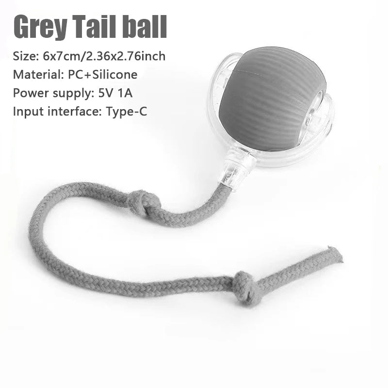Smart Auto-Rolling Ball Cat Toy with Mouse Tail — Rechargeable Electric Training & Chase Toy
