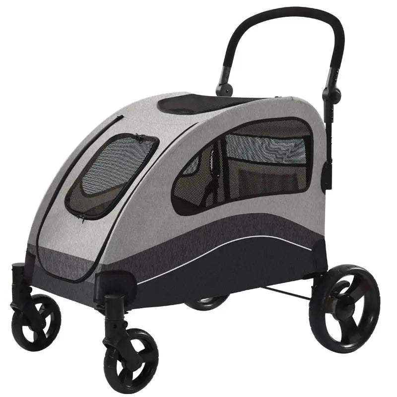 STLFLuxury 4-Wheel Pet Stroller Detachable Cage Easy One-Hand Fold Lightweight Travel Carrier Transparent Fabric Fashion for Dog