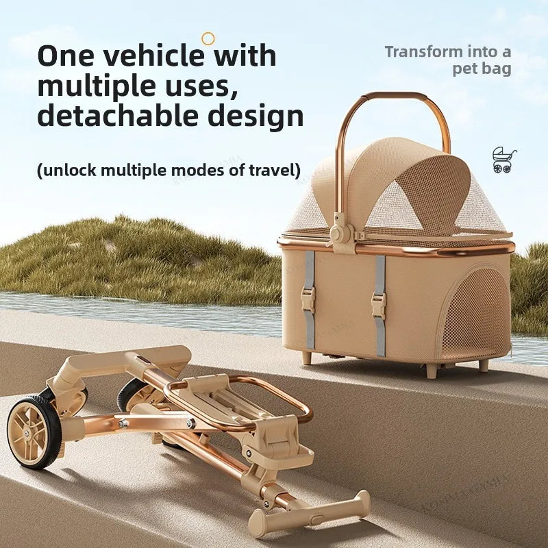 Portable One Click Recycling Cat Stroller New Separable Pet Stroller Universal Lightweight Baby Dog Stroller for Travel