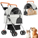 3 in 1 Dog Strollers 4 Wheels Folding Pet Stroller with Detachable Carrier Multifunction Portable Dogs Travel Carriers for Medi