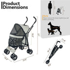 Lightweight Foldable Pet Stroller Four Wheel Teacup Poodle Cat Dog Outdoor Travel Cart Stroller for Dog Dog Trolley Dog Cart