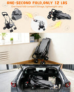 Detachable Dog Stroller 2-in-1 Pet Carrier & Stroller Foldable Lightweight 4 Wheel for Small Dogs Cats Portable Travel Pet Pram