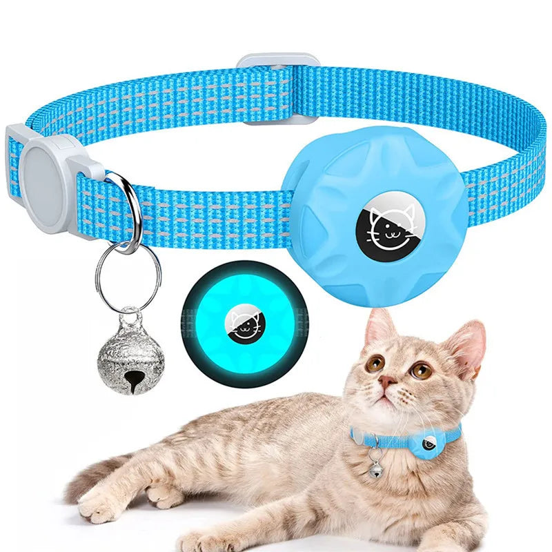 AirTag Cat & Dog Collar Silicone Sleeve — Reflective 3-Wire Tracker Holder with Bell