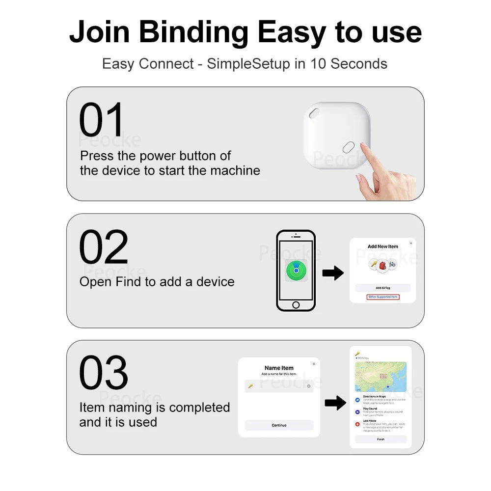 Mini Apple Find My Pet Tracker - Bluetooth Smart Tag for Cats, Dogs, Kids, Bags, Wallets & Keys