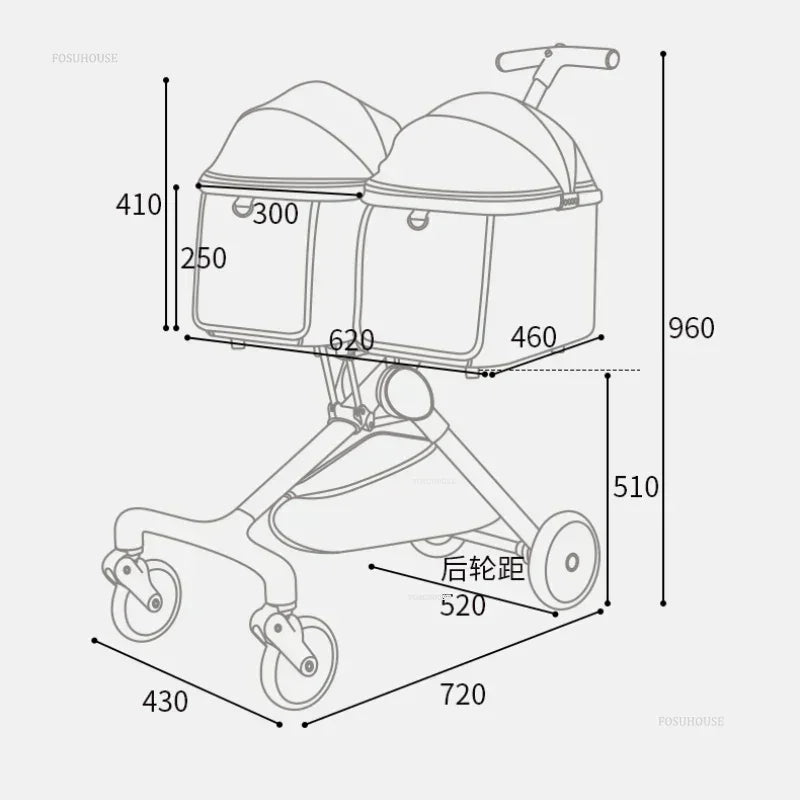 Portable Lightweight Folding Double Decker Pet Stroller for Dogs Cats Multi-functional Outdoor Mobile Carrier Travel Pet Cart