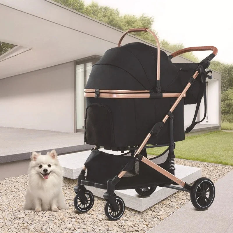 2025 Lightweight Foldable Pet Stroller for Dogs & Cats - Portable Outdoor Travel Carrier