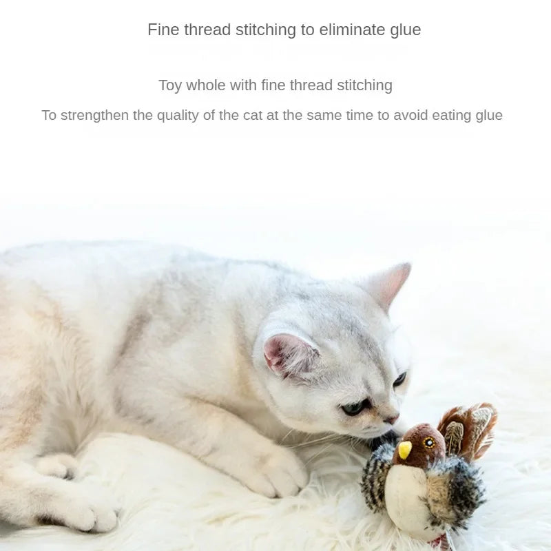 Bird & Mouse Sound Cat Teaser Stick — Plush Melody Self-Play Wand Toy for Cats