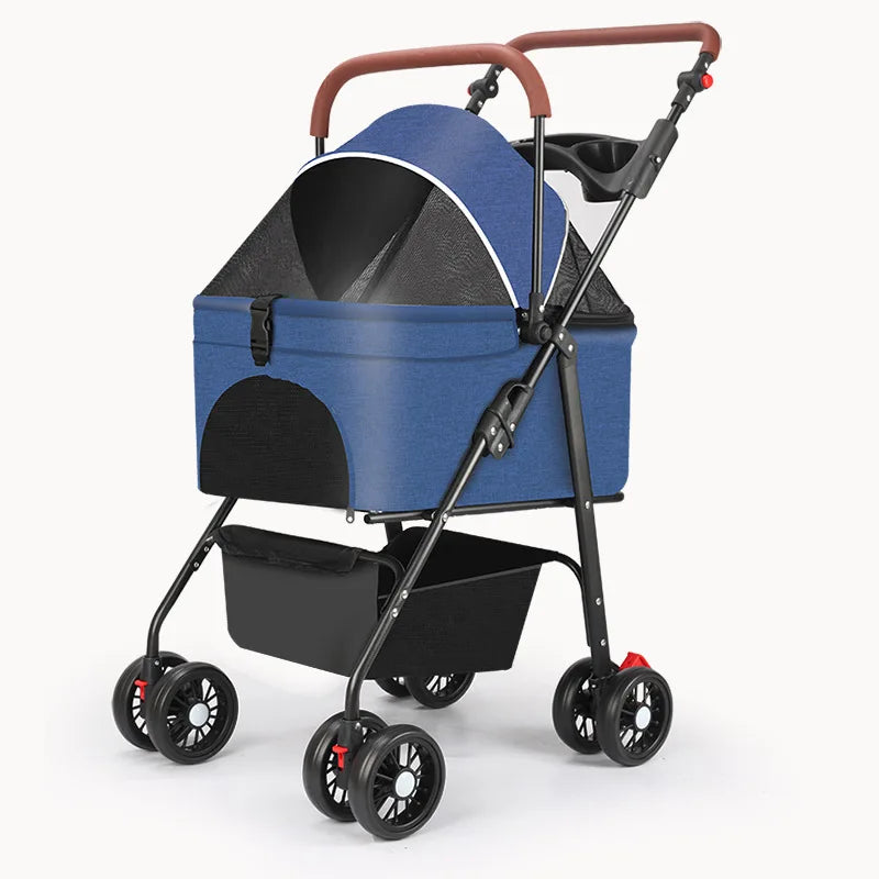 Upgraded Pet Stroller for Cats Dogs Compact Lightweight Foldable Teddy Bear for Outdoor Activities Detachable for Dog Walking