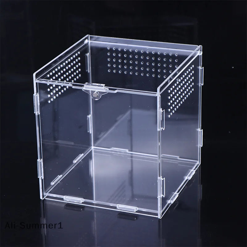 【E】Acrylic Transparent Reptile Breeding Box Terrarium Habitat Insect Spider Lizard Scorpion Feeding Cage Arboreal Enclosure Case