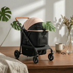 Foldable Pet Stroller Adjustable Handle Foldable Dog Stroller Large Dog Wagon Breathable Mesh Window Pet Gear for Shopping