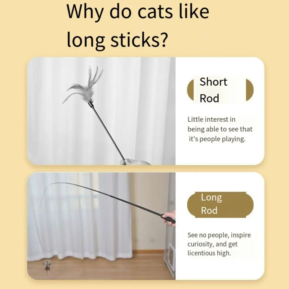 1.8m Telescopic Cat Teaser Fishing Rod Wand — Super Long 4-Section Retractable Interactive Stick