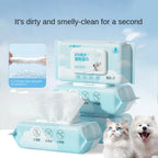 80Pcs/Pack Pet Wipes Pet Eye and Ear Wipes For Wiping Pets Dog Cat Pure Water Wet Pet No-rinse Tear Stain Removal Cleaning
