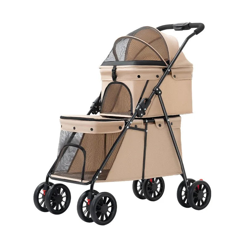 Lightweight Double-layer Pet Stroller Travel Double-layer Pet Stroller Foldable Dog and Cat Pet Outdoor Stroller