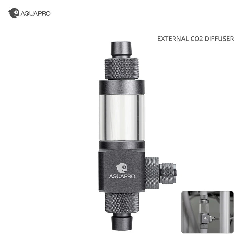 AQUAPRO External CO2 Atomizer Diffuser (Aluminum, Planted Tank, Fine Mist)