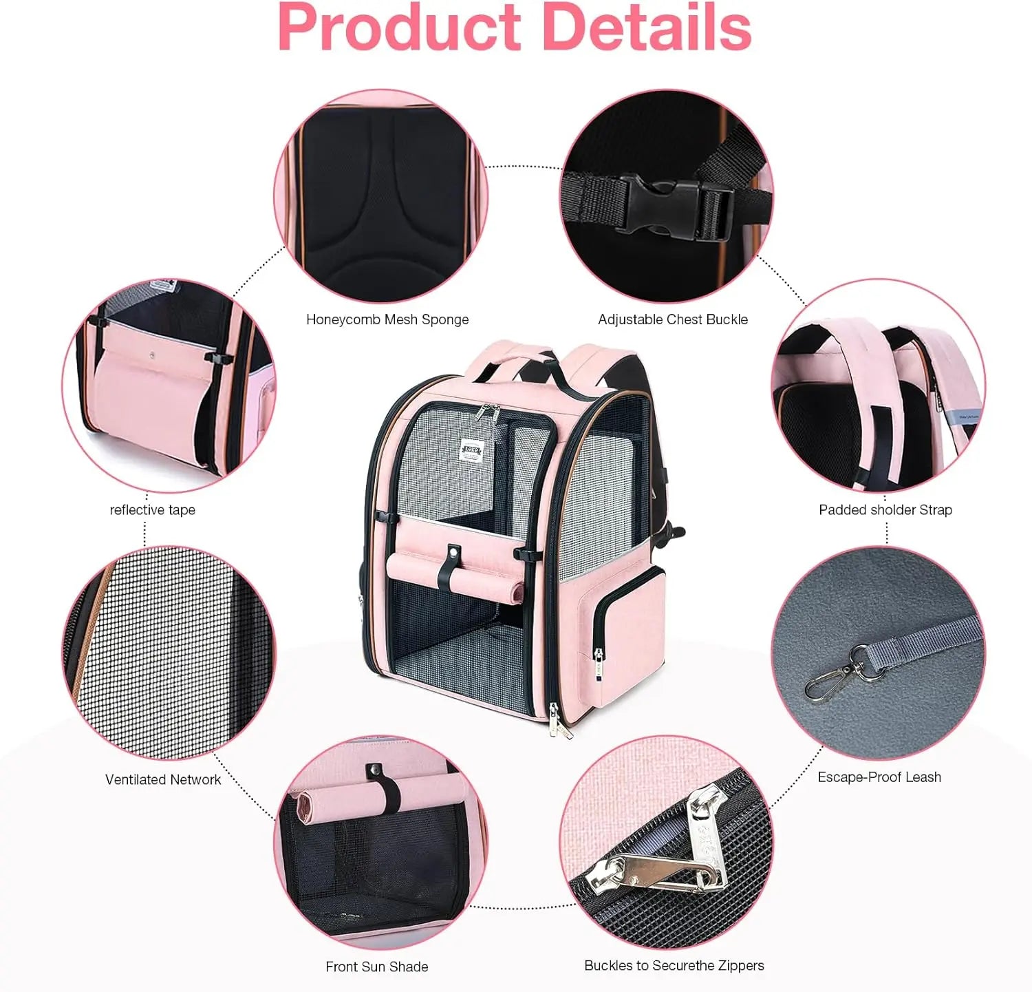 Large Cat Backpack Carrier Expandable Foldable Pet Carrier Backpack for Small Dogs Puppy Medium Cats Fit Up to 18 Lbs for Travel