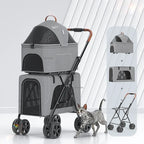 Breathable Large Capacity Double Layer Cat Dog Transporter Luxury Pet Cat Stroller Newborn Pet Stroller Outdoor Travel Vehicle