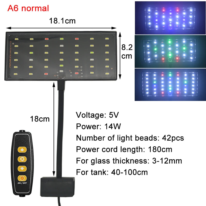 USB Full Spectrum Aquarium LED Grow Light (Aquatic Plants, Clip-On, Programmable)