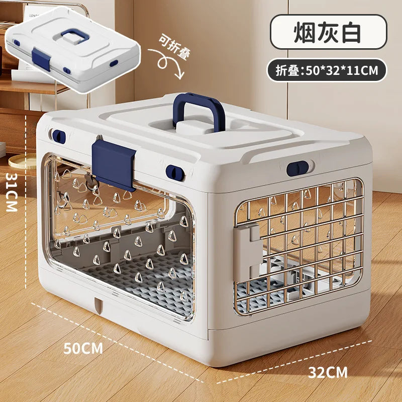 Hand-held Foldable Pet Airline Carrier, Car Travel, Cat Check-in Box, Breathable Portable Cat Box for Going Out
