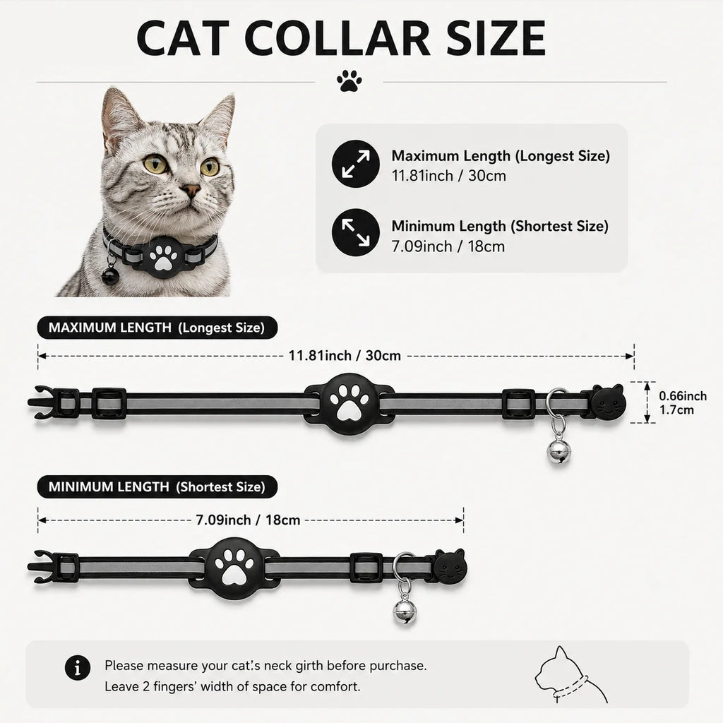 No-Monthly-Fee Find My Compatible Smart GPS Collar Tracker for Cats & Dogs - Waterproof Finder Tag (iOS)