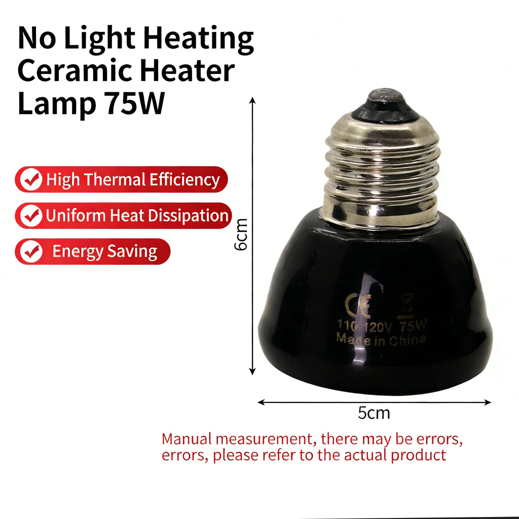 220V Ceramic Heated Incubation Lamp, Infrared Lamp, Infrared Light Bulb, Reptile Constant Temperature Lamp for Lizard Snake 1PC