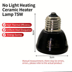 220V Ceramic Heated Incubation Lamp, Infrared Lamp, Infrared Light Bulb, Reptile Constant Temperature Lamp for Lizard Snake 1PC