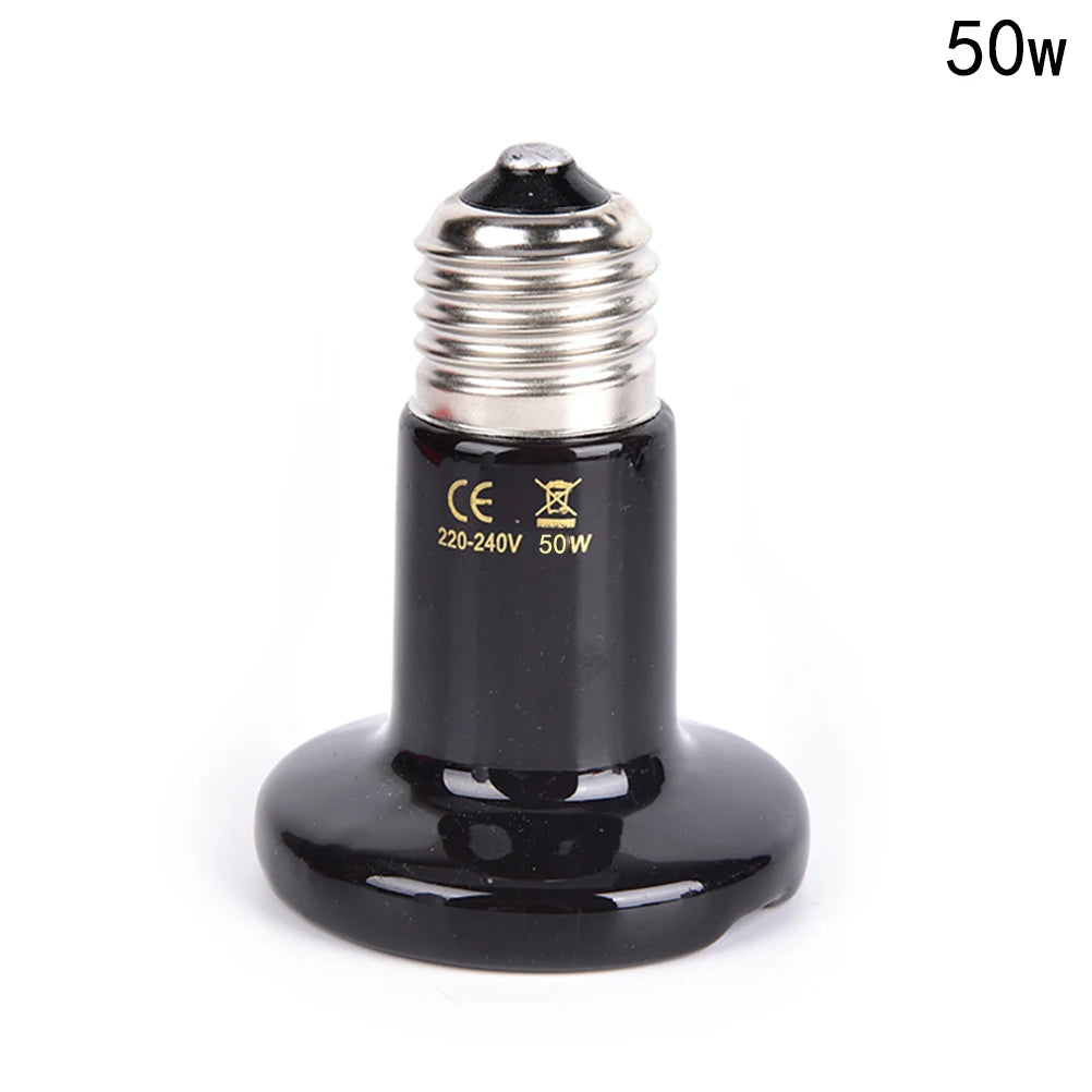 50/75/100W Reptile Heat Lamp Black Infrared Ceramic Emitter Heat Light Bulb Pet Brooder Touch Lamp For Chameleon Cage Snake Tank