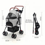 Pet Stroller for Medium Small Dogs/Cats - 4 Wheels Foldable Dog Stroller with Storage Basket, Dog/Cat Carrier, Adjustable Handl