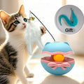 Electric Cat Roller Tumbler Toy with Feather Stick — Interactive Sports Teaser for Indoor Cats