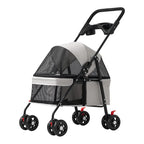 Foldable Pet Stroller, Lightweight Travel Carrier for Small Dogs Cats Up to 15 lbs, Portable Puppy Pushchair