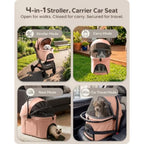 Pet Stroller with Detachable Carrier for Small Medium Dogs Cats, Smooth Comfort Ride with Shock-Absorbing Suspension, Foldable