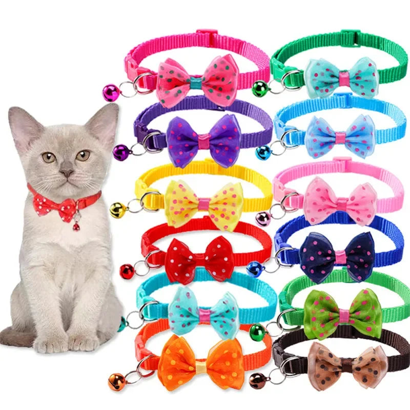 Adjustable Bow Bell Collar Set for Cats & Dogs — Soft Universal Fit