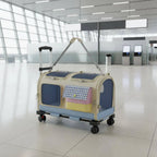 Feline Rolling Suitcase Telescopic Handle Pet Rolling Suitcase Multi-Feline Carrier Breathable Mesh Pet Carrier with Wheels