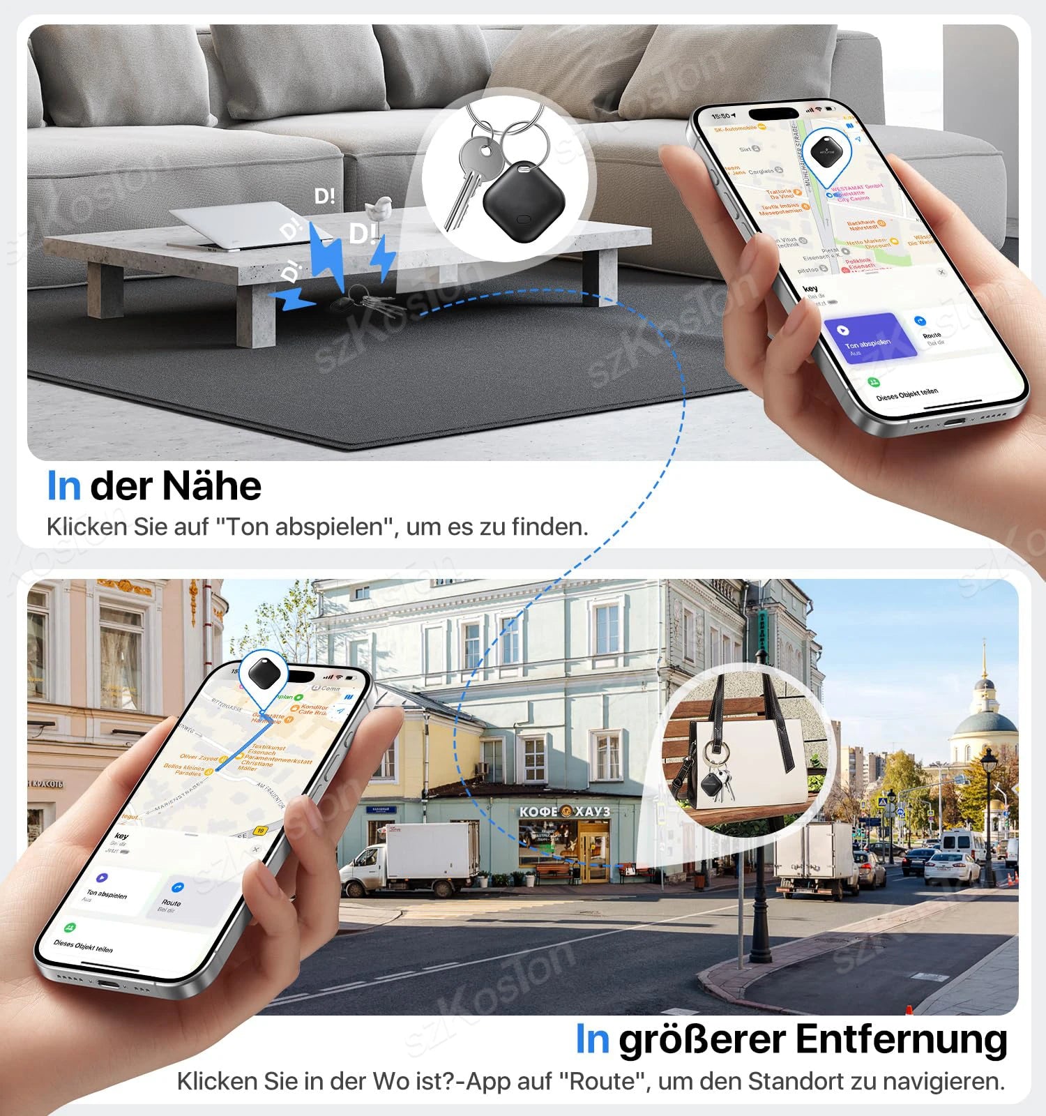 Smart iTag GPS Tracker with Keychain for Apple Find My App - Anti-Loss Locator for Pets, Cars, Kids & Keys (iOS)