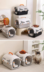 Pet Carrier with Skylight, Portable Cat and Dog Travel Crate, Fashionable Airline Approved Pet Kennel for Small Animals